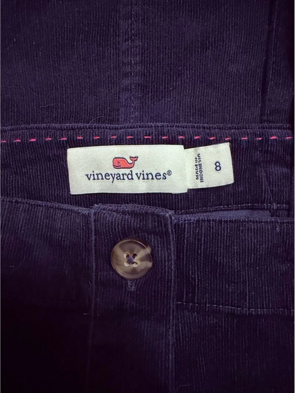 Vineyard Vines Girl's Navy Blue Corduroy Overall Jumper Dress, Size 8 EXCELLENT